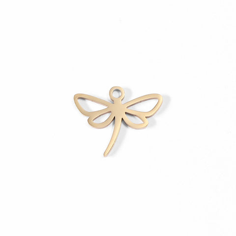 18K Gold PVD Stainless Steel Dainty Dragonfly Charm