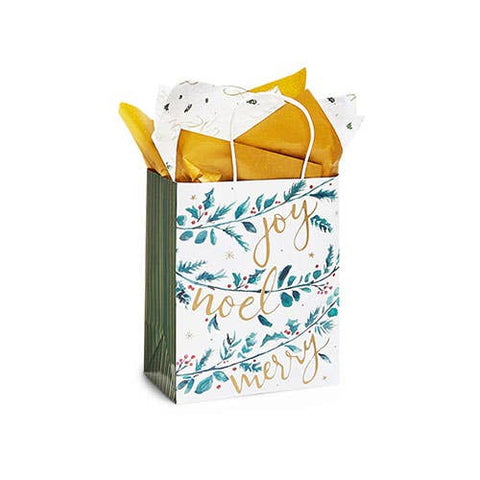 Tidings of Joy Paper Christmas Gift Bags: 5.25x3.50x8.25"
