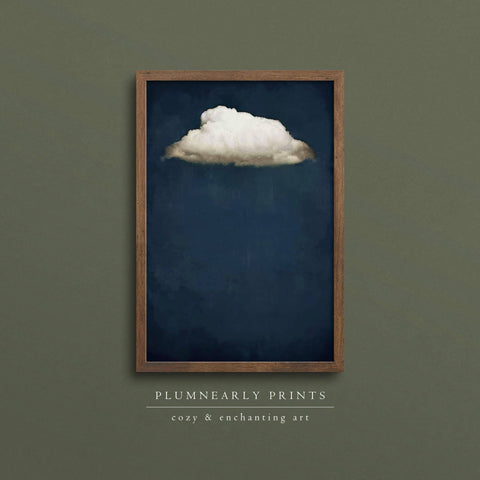 Indigo Blue White Cloud Oil Painting Fine Art Print Poster 8