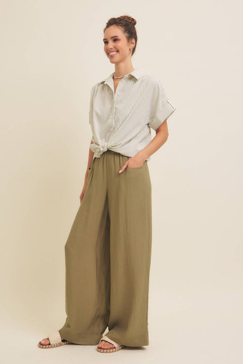 STRIPE BUTTON-DOWN SHIRT WITH ROLLED CUFFS
