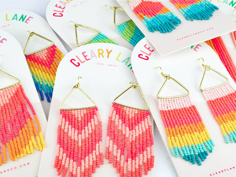 Beaded Dangle Earrings | Rainbow Lines