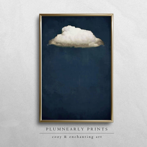 Indigo Blue White Cloud Oil Painting Fine Art Print Poster 8