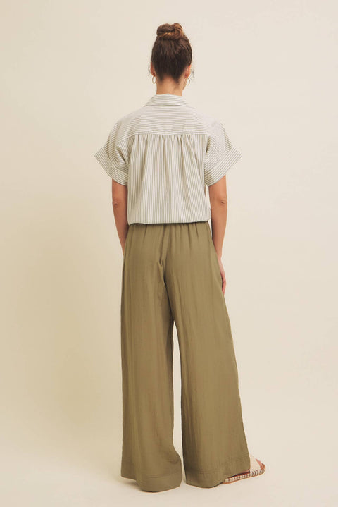 STRIPE BUTTON-DOWN SHIRT WITH ROLLED CUFFS