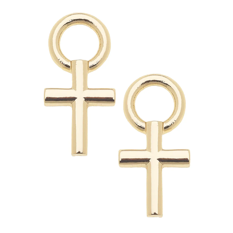 Cross Huggie Charm (Set of 2) in Shiny Gold