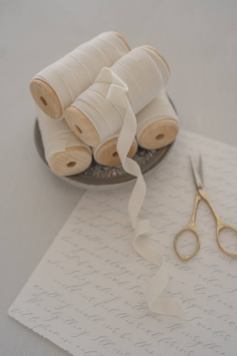 White 3/8" Velvet Ribbon, 5 Yard Gift Wrapping Ribbon