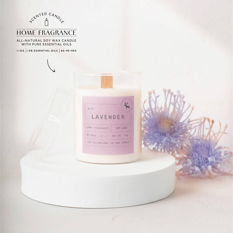 Lavender Signature Soy Wax Candle, 11 oz wood wick