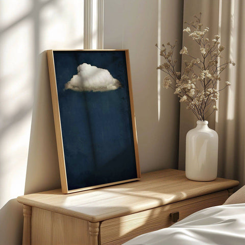 Indigo Blue White Cloud Oil Painting Fine Art Print Poster 8