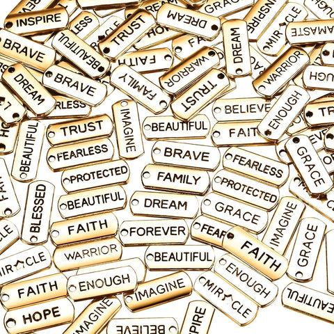 Word Charms - Plated Metal, Tarnish-Resistant