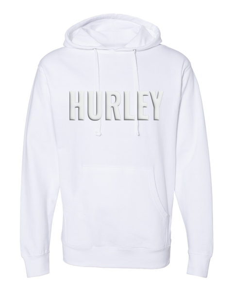 HURLEY Puff-Printed White on White Hoodie, Unisex
