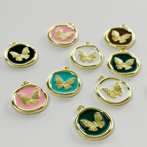 Butterfly Enamel + Gold Charm, 6 colors