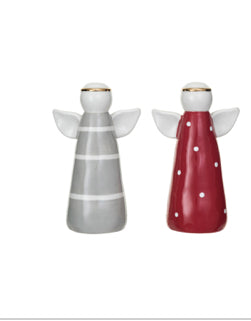 Ceramic Angel w/ Pattern & Gold Electroplated Halo, 2 Styles