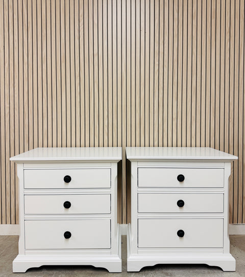 Pair of Three Drawer Nightstands (Matching Dresser Available Separately)