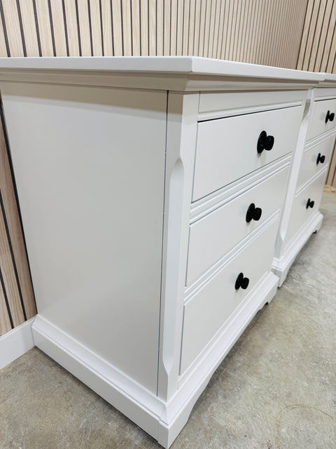 Pair of Three Drawer Nightstands (Matching Dresser Available Separately)