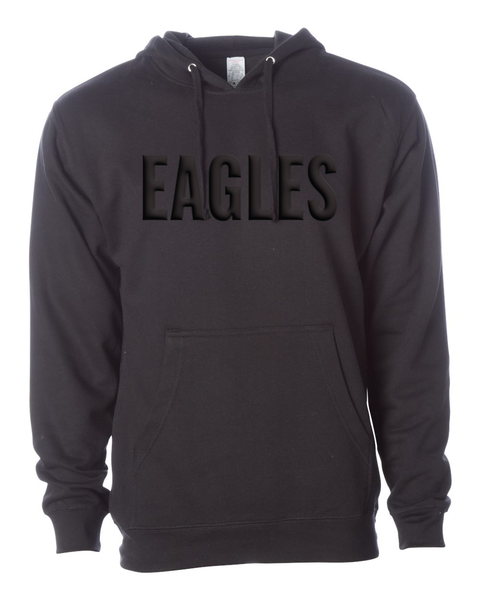 EAGLES Puff-Printed Dark Grey Puff on Black Hoodie, Unisex
