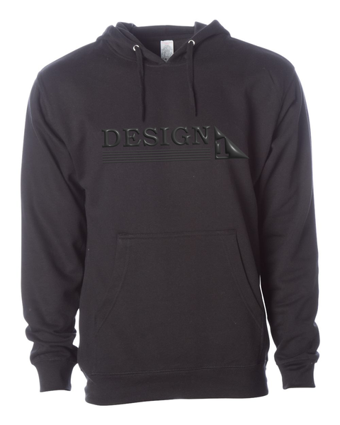 Design 1  Puff-Printed Dark Grey Puff on Black Hoodie, Unisex