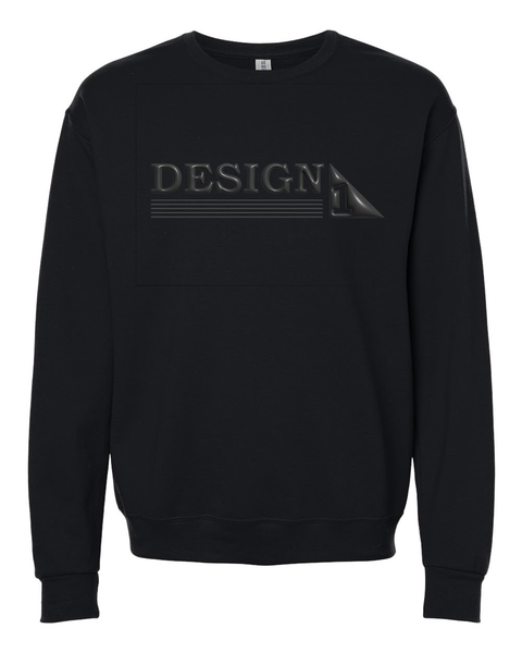 Design 1  Puff-Printed Dark Grey Puff on Black Crewneck, Unisex