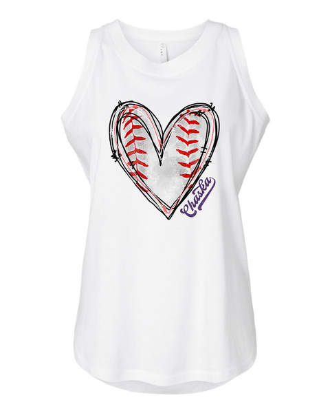 Chaska Baseball Heart Tank Top - Womens & Girls Cut
