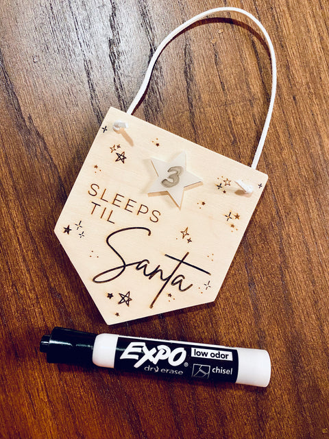Sleeps Til Santa Christmas Countdown Ornament