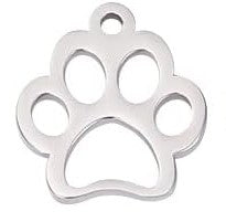 Paw Print Charm, Stainless Steel or Brass Plated