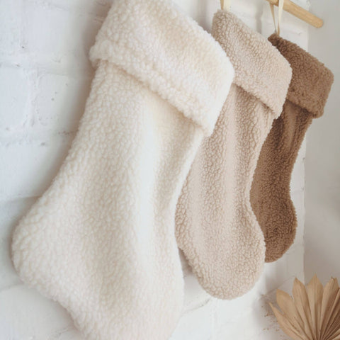 Christmas Sherpa Stocking - White Fleece