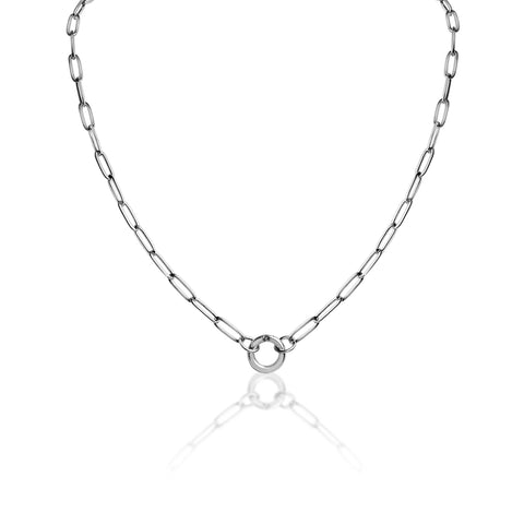 Stainless Steel Paperclip Charm Keeper Necklace