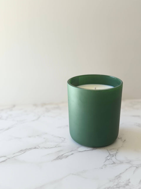 Spring Gardens 12 oz Olive Green Matte Vessel - 100% Natural Soy Candle