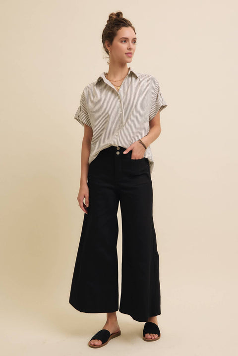 STRIPE BUTTON-DOWN SHIRT WITH ROLLED CUFFS
