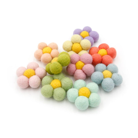 Felt Flower Spring Easter Summer Wool Pack of 10 in a Box
