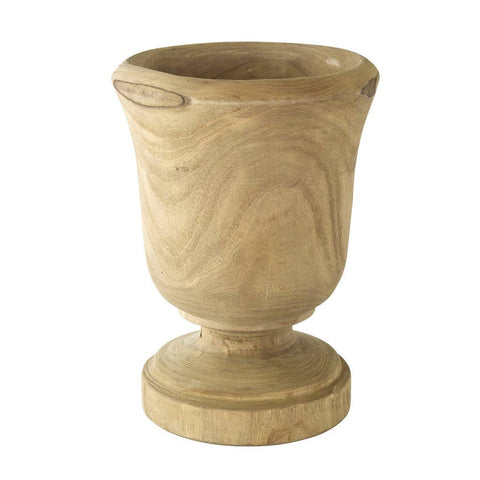 Carved Wood Urn Compote Vase