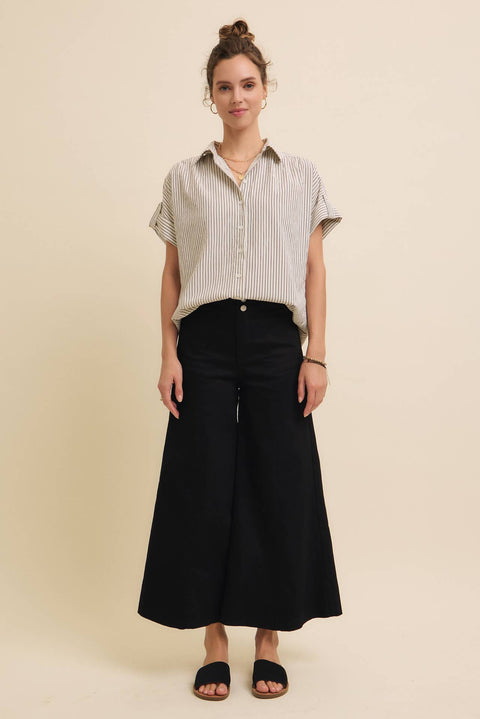 STRIPE BUTTON-DOWN SHIRT WITH ROLLED CUFFS