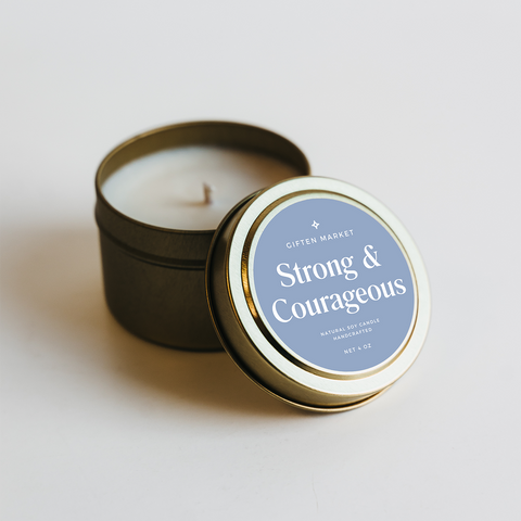 Strong & Courageous Soy Candle - 4oz Gold Travel Tin