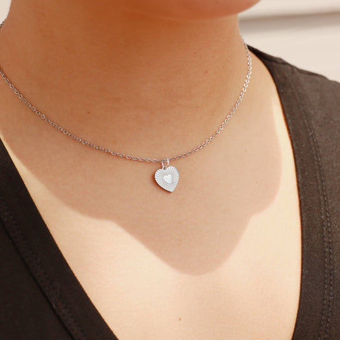 18K Gold PVD Stainless Steel Sunburst Heart Charm