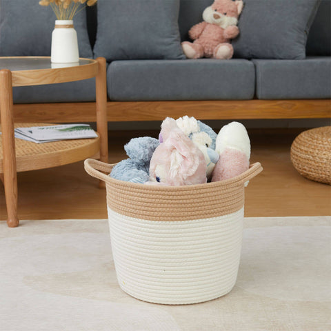 3Pc Handmade Cotton Rope Storage Basket with handles