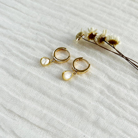 Mother Of Pearl Charm Hoops
