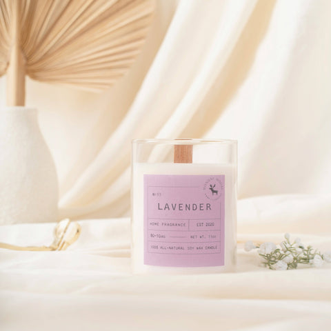 Lavender Signature Soy Wax Candle, 11 oz wood wick