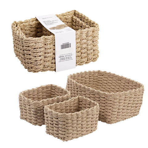 3PK Woven Storage Box, taupe