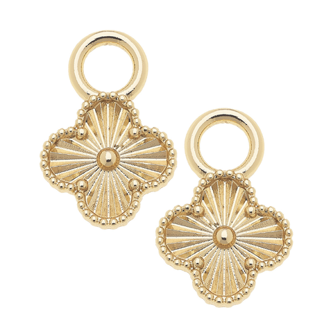 Fluted Clover Huggie Charm (Set of 2) in Shiny Gold