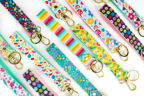 Keychain Wristlet Strap | Emerald Rainbow Smiley Face