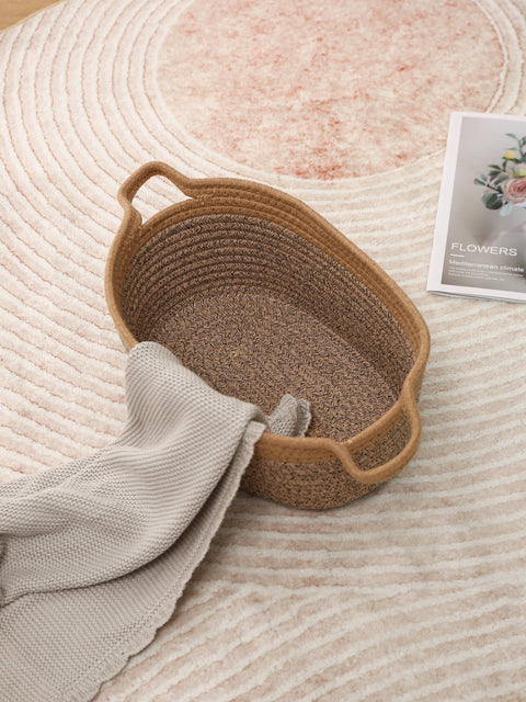 Handwoven cotton rope storage basket