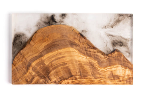 Olive Wood & Resin Serving Board, Grey