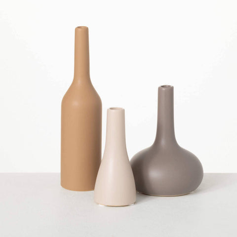 Warm Neutral Matte Finish Bud Vases