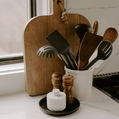 Black Round Wood Tray - Home Decor & Gifts