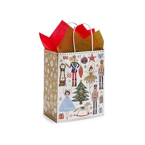 Nutcracker Dance Paper Christmas Gift Bag: 8x4.75x10"